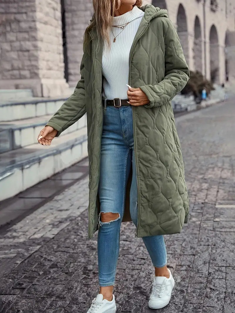 Damenjacke Kapuzenjacke aus Baumwolle mit langen Ärmeln und gepolstertem Design-4