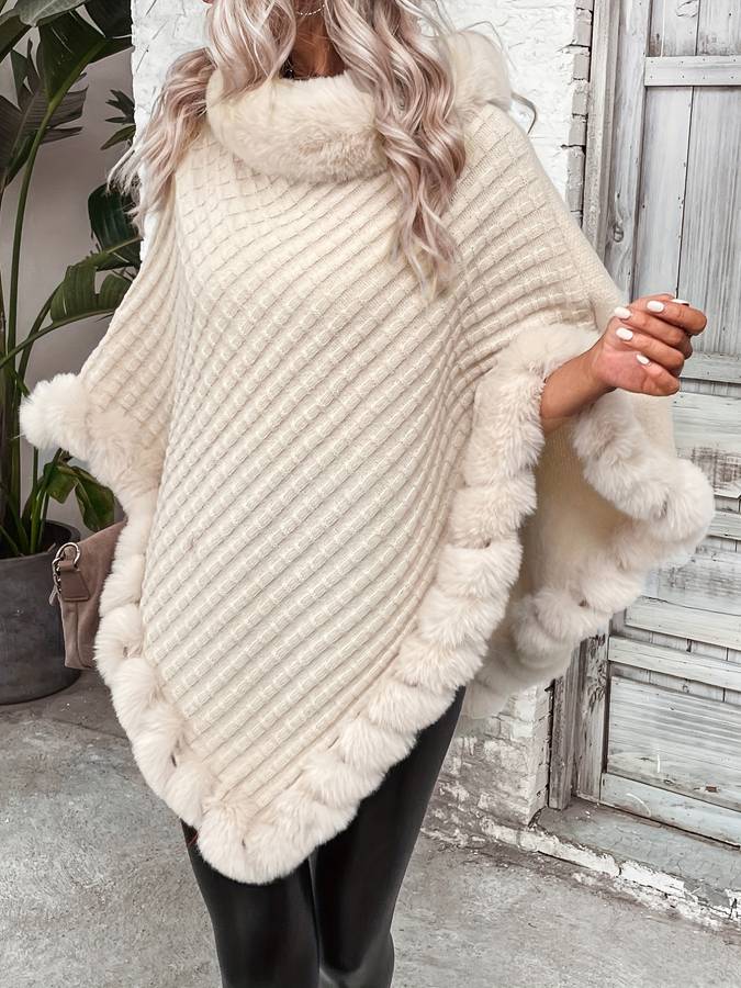 Damen-Poncho, fließendes Design, weicher Stoff-1