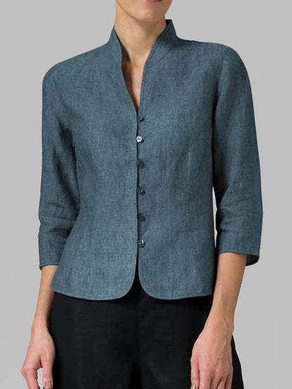 Damenbluse mit Stehkragen eleganter hochwertiger Stoff-4