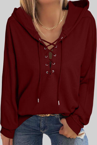 Damen-Boho-Schnürpullover, weiche Stoffmischung-6