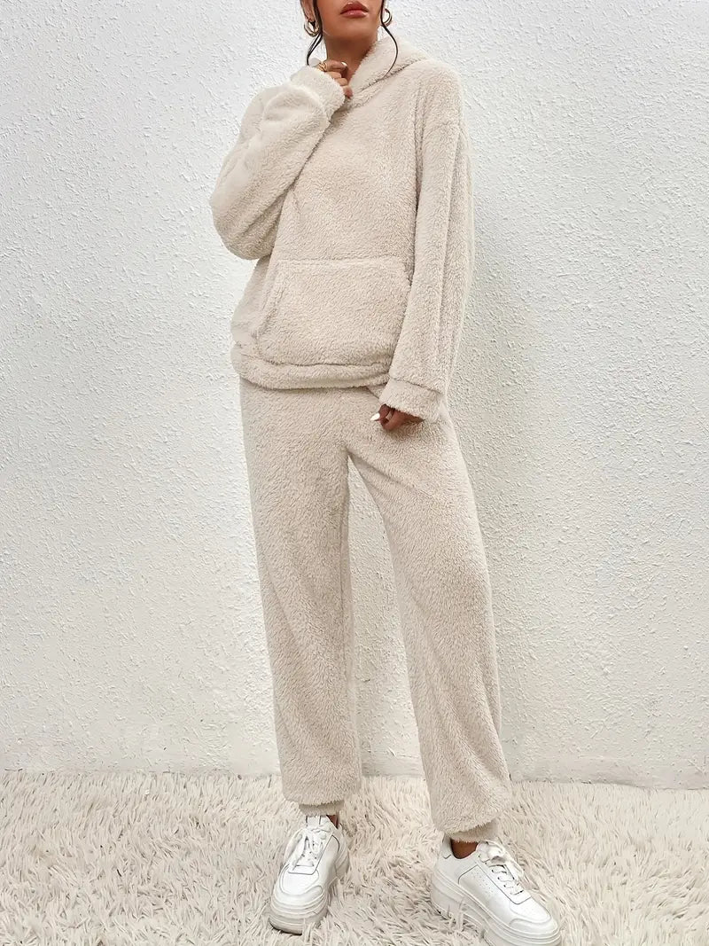 Damen-Kostüm, lässiger fleecegefütterter Hoodie, Baumwolle-3