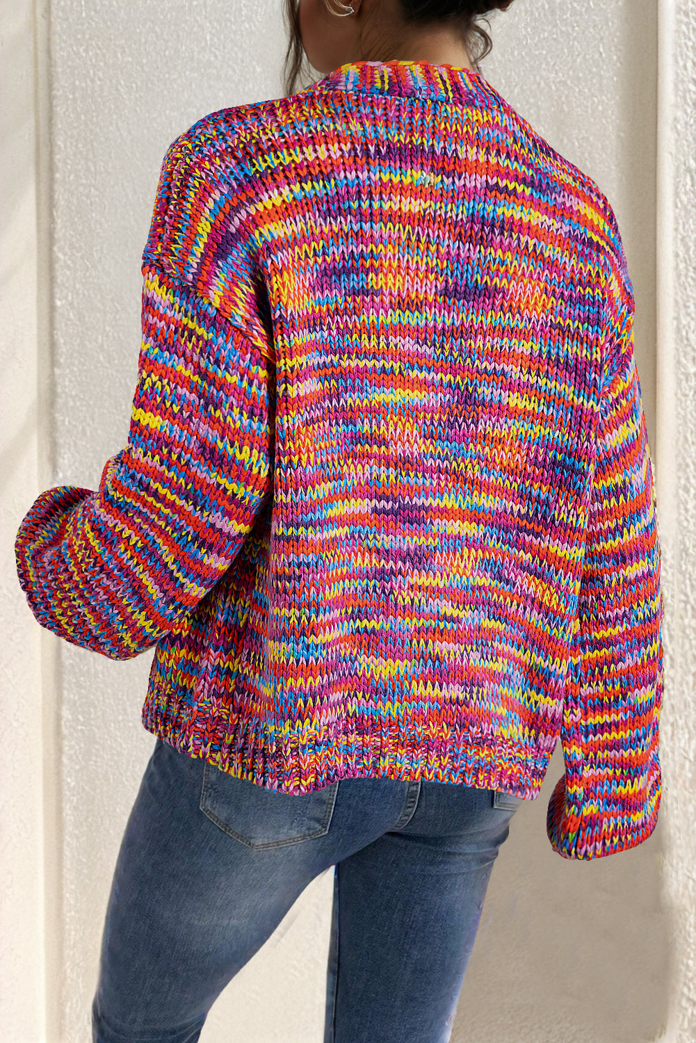 Damen-offene Weste, gestrickt, Konfetti-Design mit großen Schultern 3