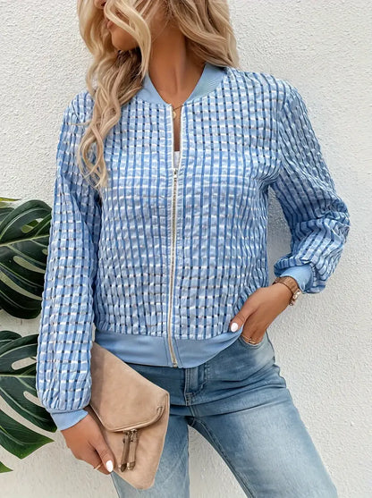 Damenjacke Kariert mit Reißverschluss Polyester Zeitloser Stil 4