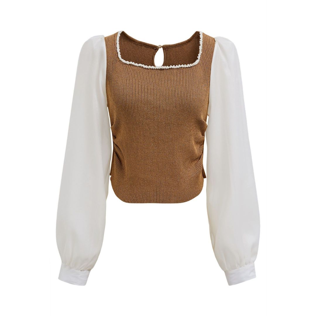 Variant image for Damen-Top, eckiger Hals, Puffärmel, Polyester-2