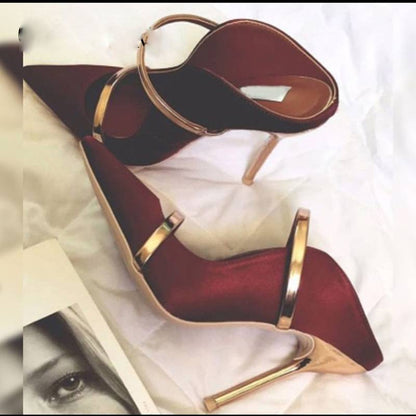 Damen Schuhe Skarpeen Goldener Flock 9 cm Absatz-2