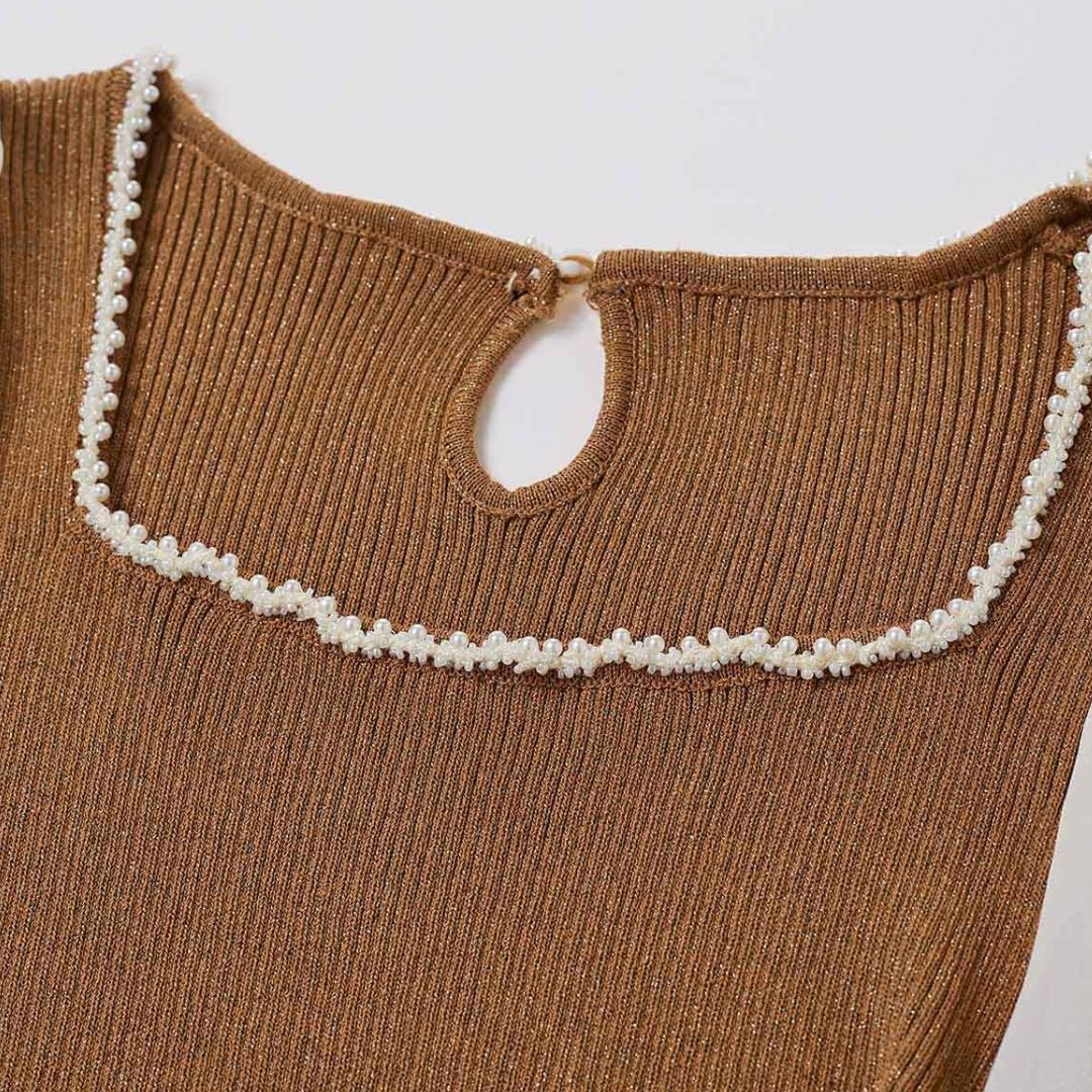 Damen-Top, eckiger Hals, Puffärmel, Polyester-6