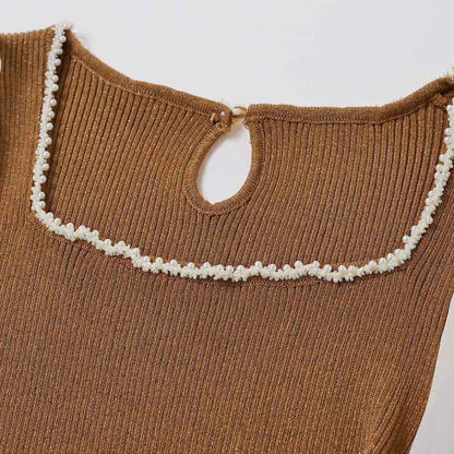 Damen-Top, eckiger Hals, Puffärmel, Polyester-6