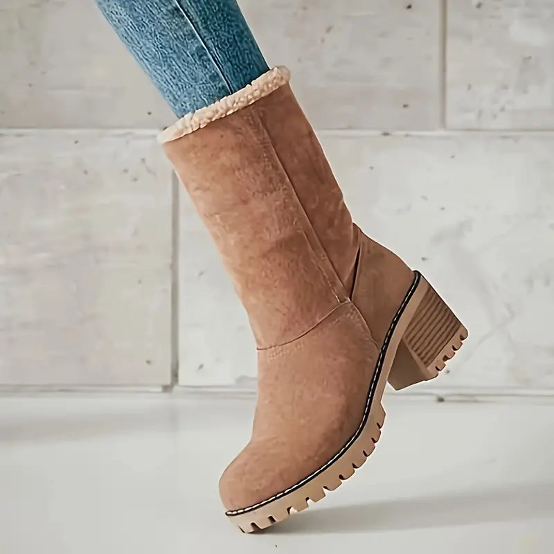 Damen-Schneestiefel, wadenlang, Fleecefutter, lederähnlich-2