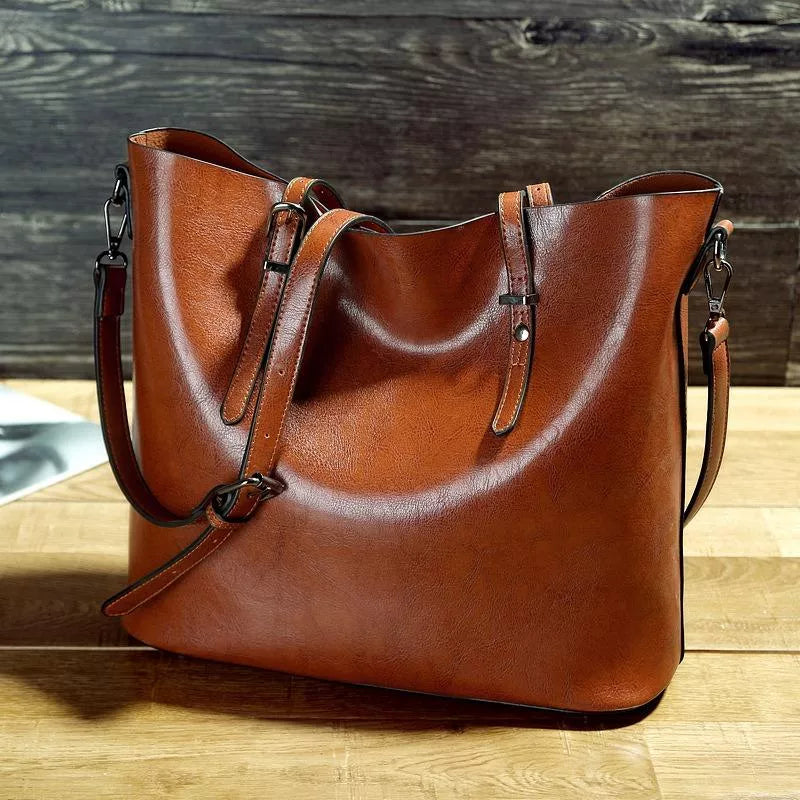 Damen Schultertasche Vintage Leder-6