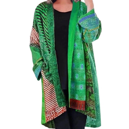 Damen-Weste, lang, boho, Patchwork-Design, weich, Stoffmischung-3