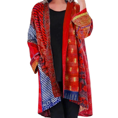 Damen-Weste, lang, boho, Patchwork-Design, weich, Stoffmischung-5