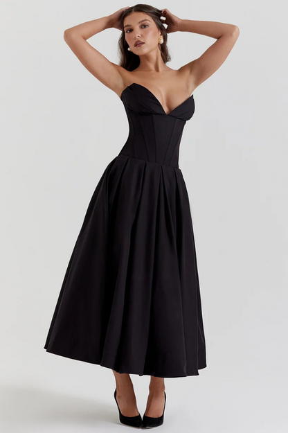 Damenkleid, V-Ausschnitt, plissierter weicher Twill 3