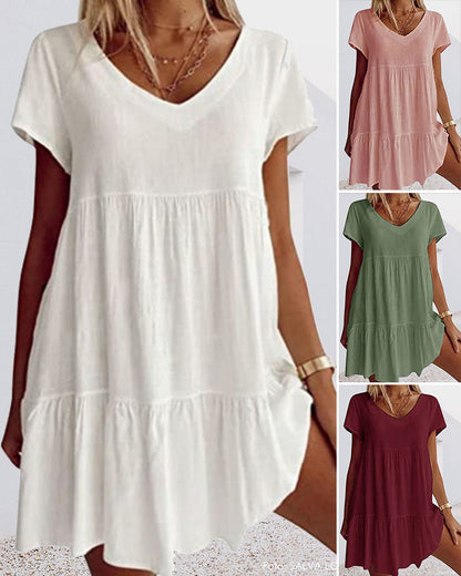 Damen-Freizeitkleid, lässig, Baumwolle, Mittlere, Länge-2