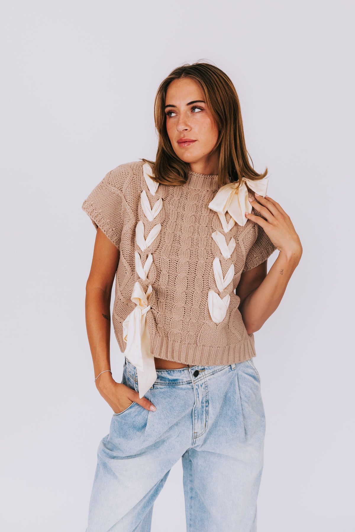 Variant image for Damen-Pullover, gestricktes Polyester, mit dekorativem Stickband-13