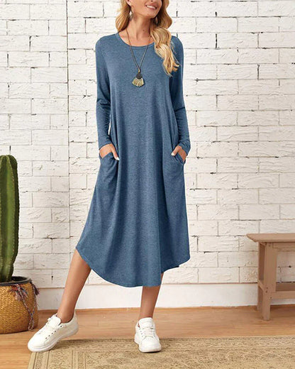 Variant image for Damen-langärmeliges Kleid, elegant, hochwertiger Stoff-13