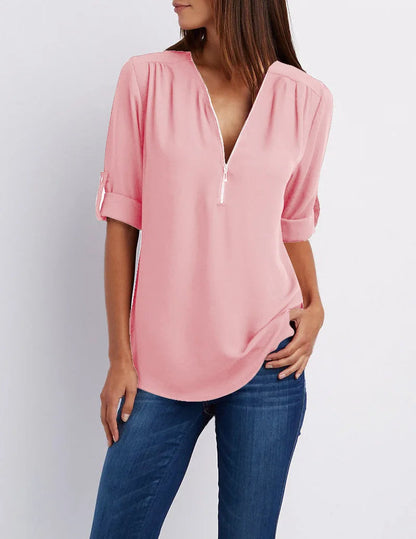 Bluse Damen Oversize Lockere Baumwolle-4