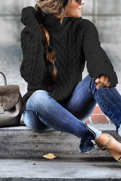 Variant image for Damen-Stehkragen-Strickpullover, Zopfstrick, Acryl, Polyester-25