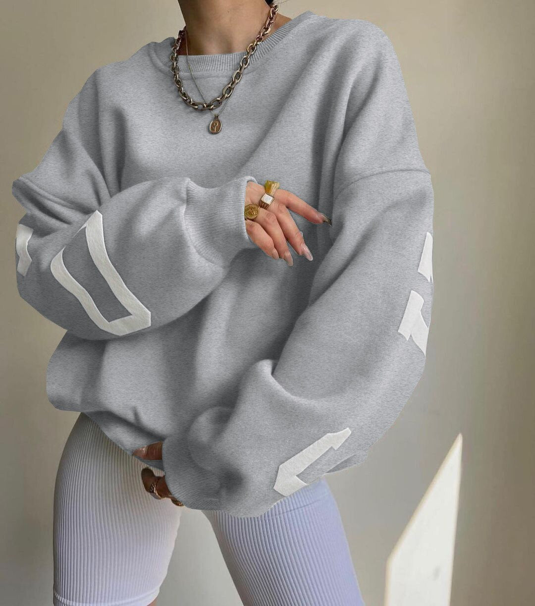 Variant image for Damen-Oversized-Crop-Pullover, lässig, Baumwolle-25