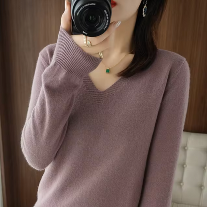 Variant image for Damen-Strickpullover, V-Ausschnitt, leichtes Material, lockere Passform-25