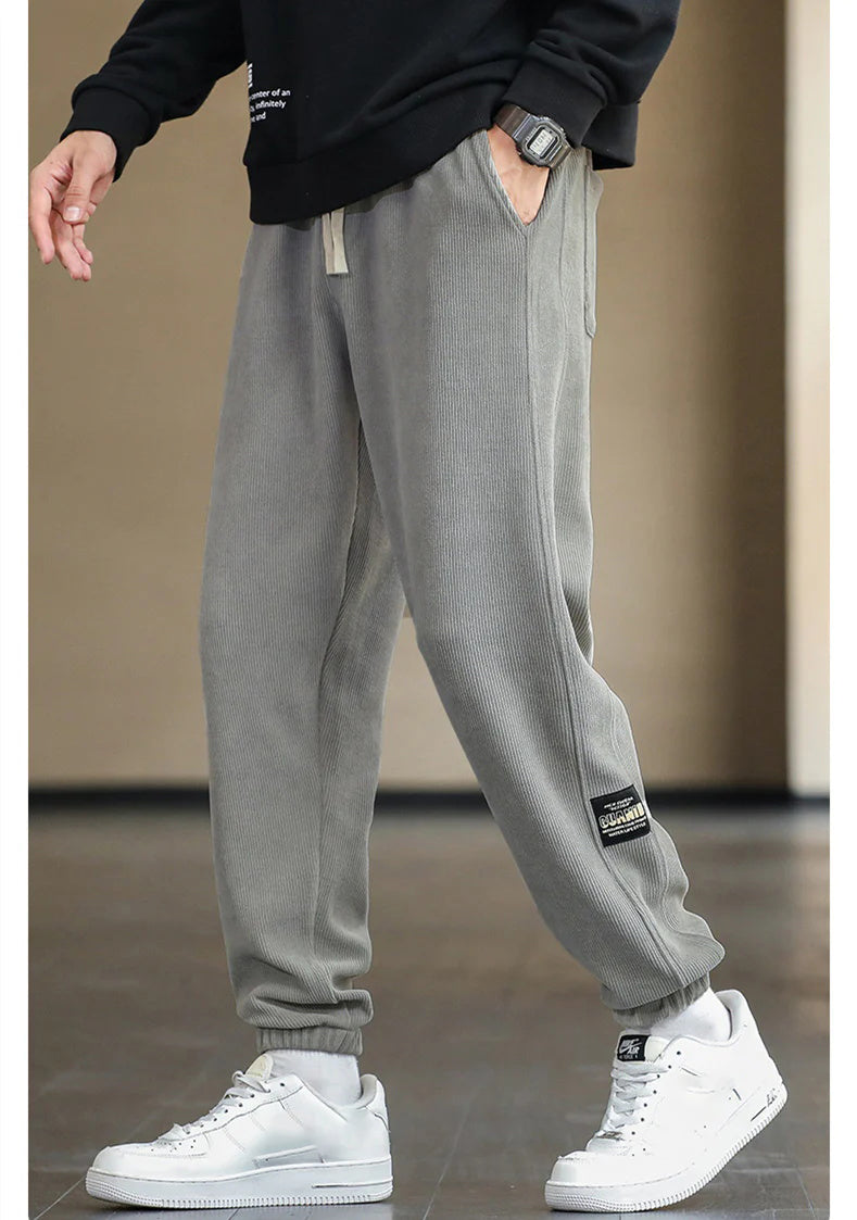 Herren-Hose, Sladdbyxor, Chenille, mit elastischem Bund-4