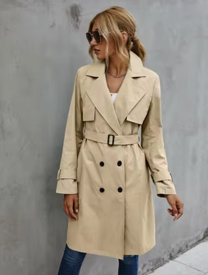 Damen-Trenchcoat, klassisches Design, Polyester, lange Ärmel-1