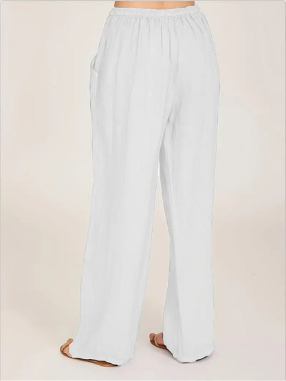 Damen-Hose, weites Bein, verstellbare Taille, Polyester 5
