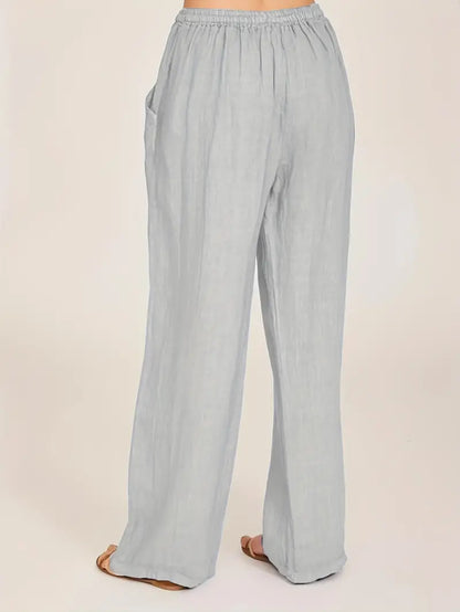 Damen-Hose, weites Bein, verstellbare Taille, Polyester 3