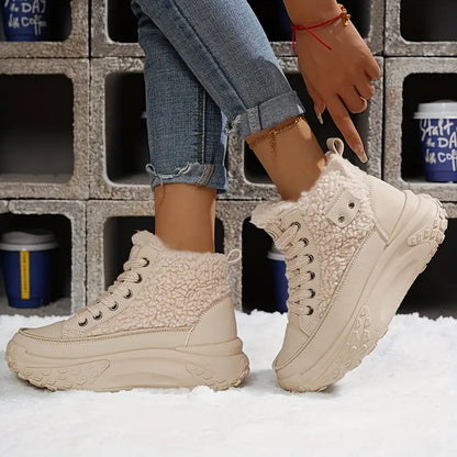 Damen-Schneestiefel, gepolsterte Baumwolle, Fleecefutter-6