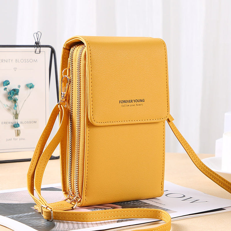 Damen-Crossbody-Tasche, transparentes Handyfach, nachhaltiges Synthetikmaterial-4