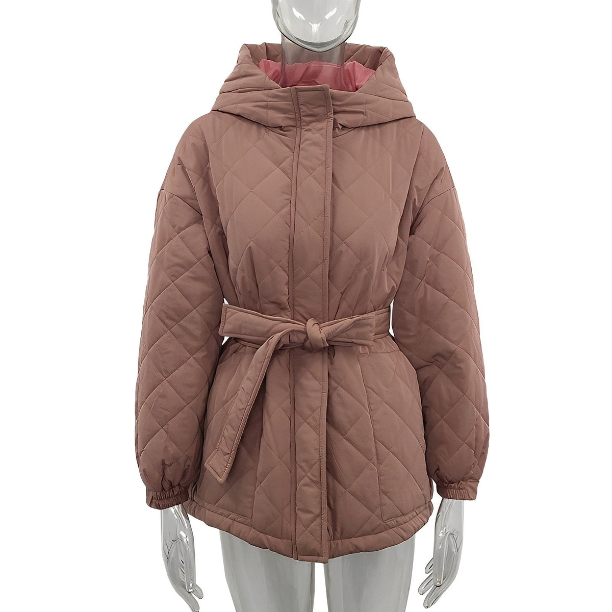 Damenjacke mit Gürtel Dicke Baumwolle Eleganter Stil-4