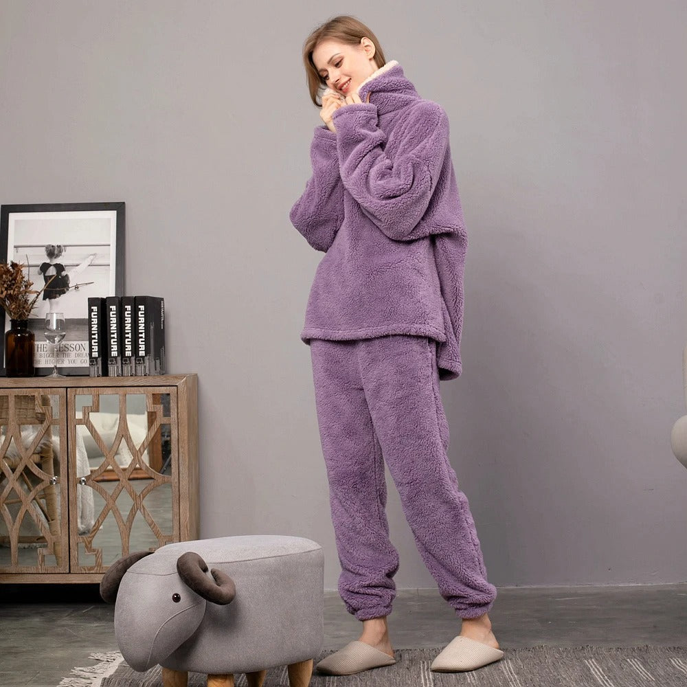 Damen-Loungewear-Set, Lässiges Fleece, mit Kapuze-5