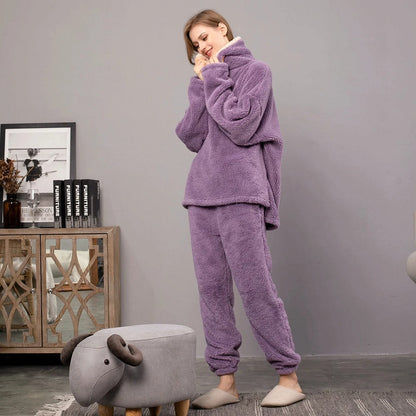 Damen-Loungewear-Set, Lässiges Fleece, mit Kapuze-5