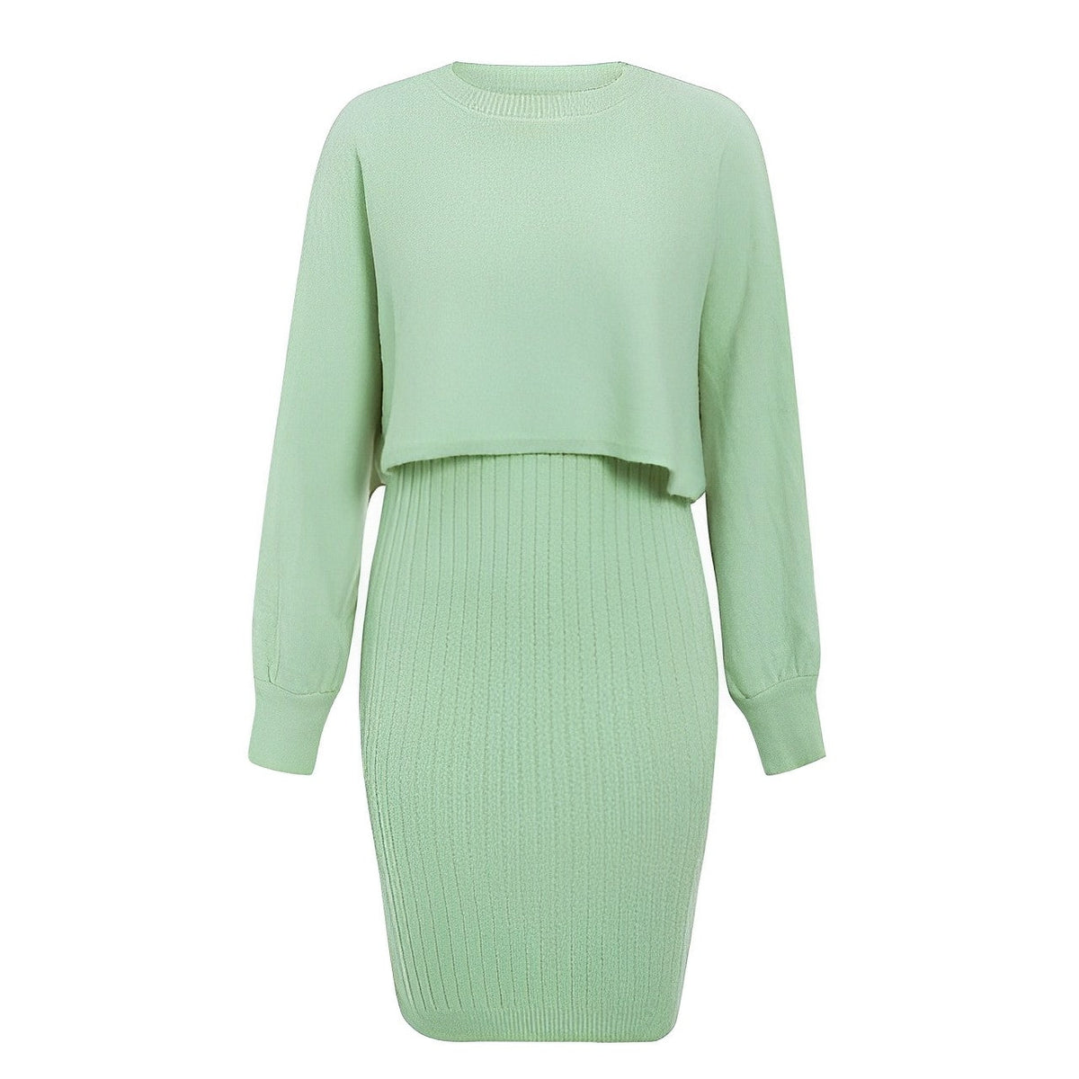Damen-Kleid, mit Flügelärmel gestricktes Material elegant Laterne Ärmel 5