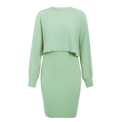 Damen-Kleid, mit Flügelärmel gestricktes Material elegant Laterne Ärmel 5