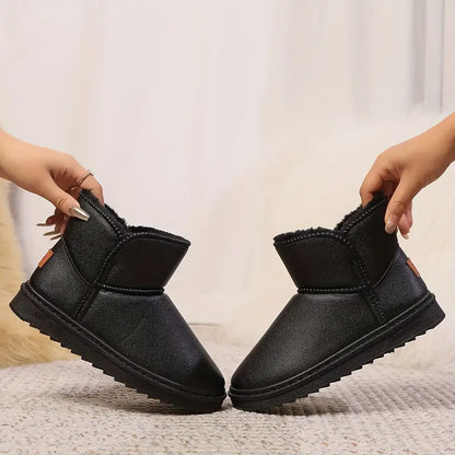 Damen-Stiefeletten mit Fleece gefüttert, PVC, halbhoher Stil-4