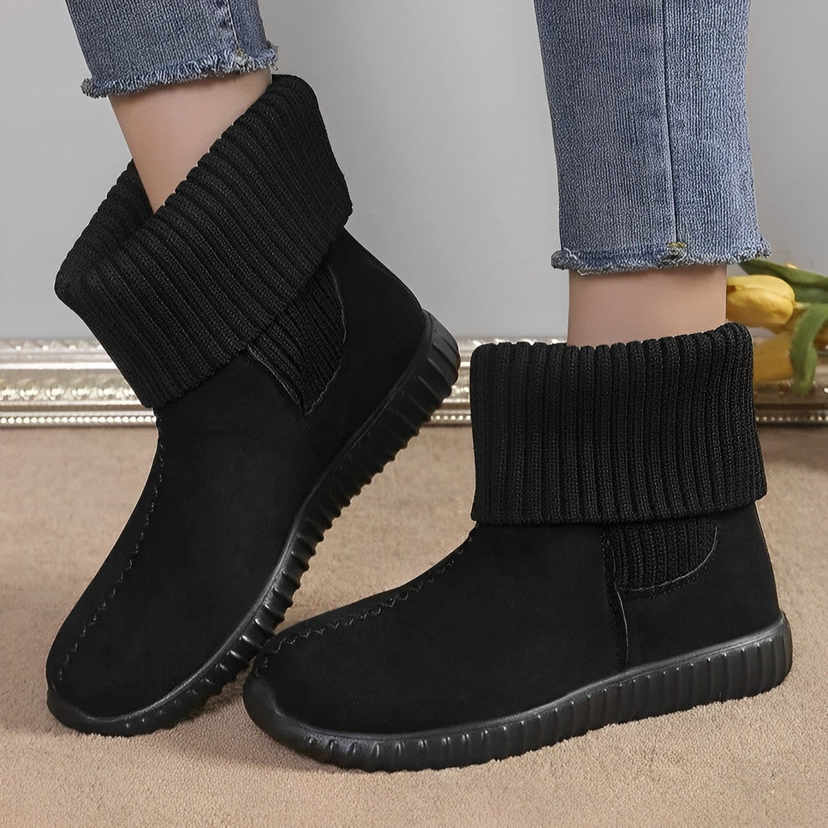 Variant image for Damen Ankelstiefel Gestricktes Design Flacher Sohle-9