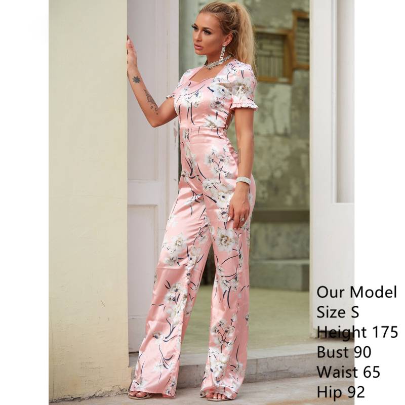 Damen-Overall mit Blumenmuster aus Polyester-Spandex-2