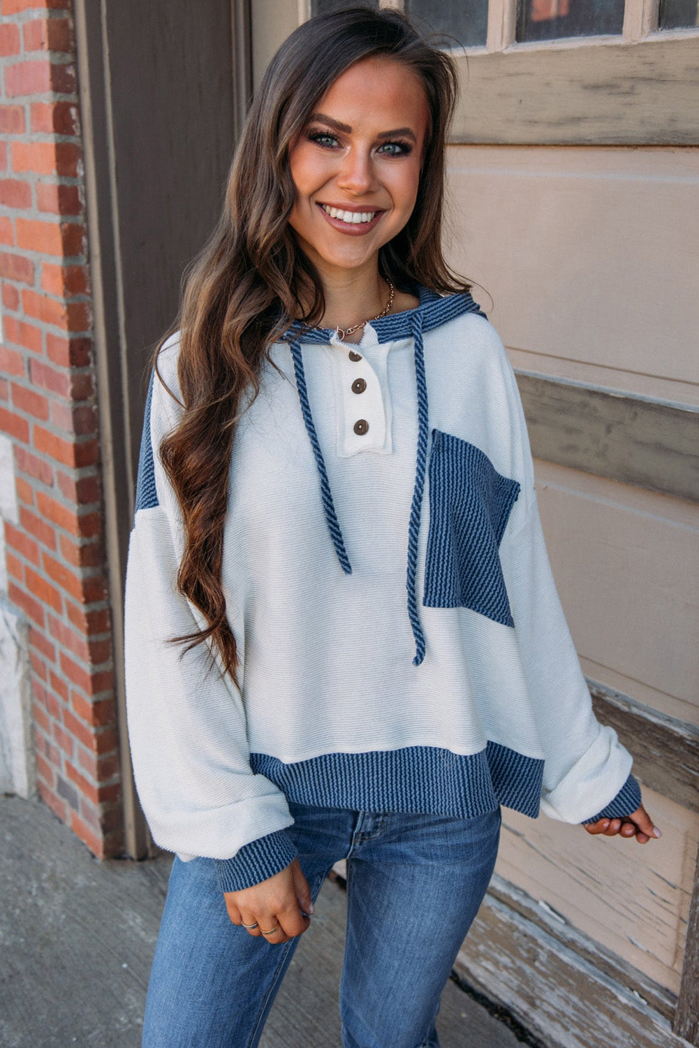 Damen-Oversized-Strickpullover mit Kapuze, weiches Material-1