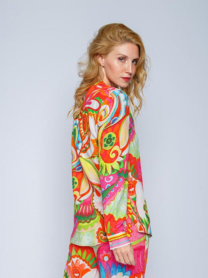 Damenbluse Paisley Muster lässige Viskose-3