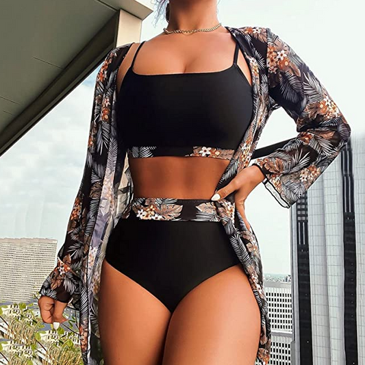 Damen Bikini-Set Dreiteilig Hochwertiges Material-1