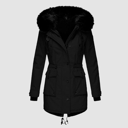 Damen-Mantel Winter Plüsch mit Wollkragen Gefüttert Fleece 4