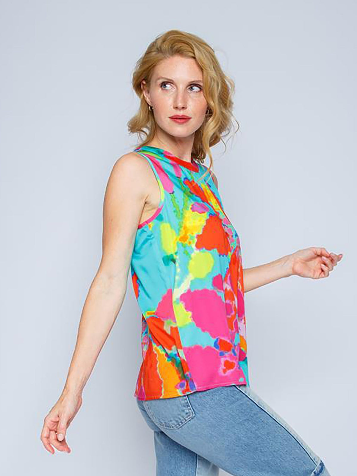 Damen Geblümtes Top Ärmelloser Satin-2