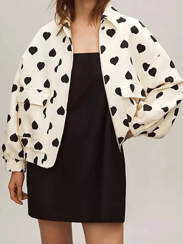 Damenjacke mit Herzmuster Vielseitiges Design Polyester 1