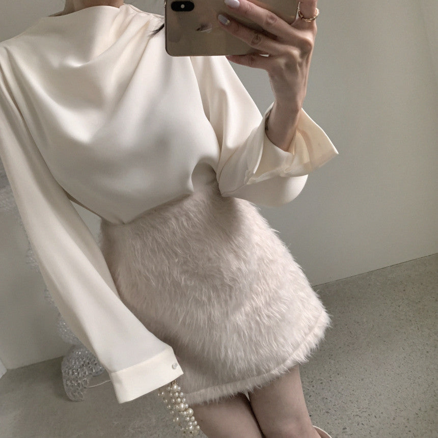 Damen Hemd Unregelmäßig Langarm Polyester 4