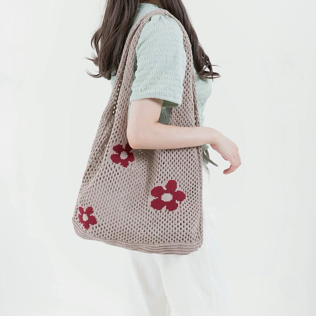 Damen Schultertasche Gehäkelt Vielseitiges Design in Mischung aus Strickgarn 3
