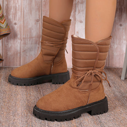 Gefütterte Damen-Winterstiefel, gepolstertes Design, robuste Gummisohle-4