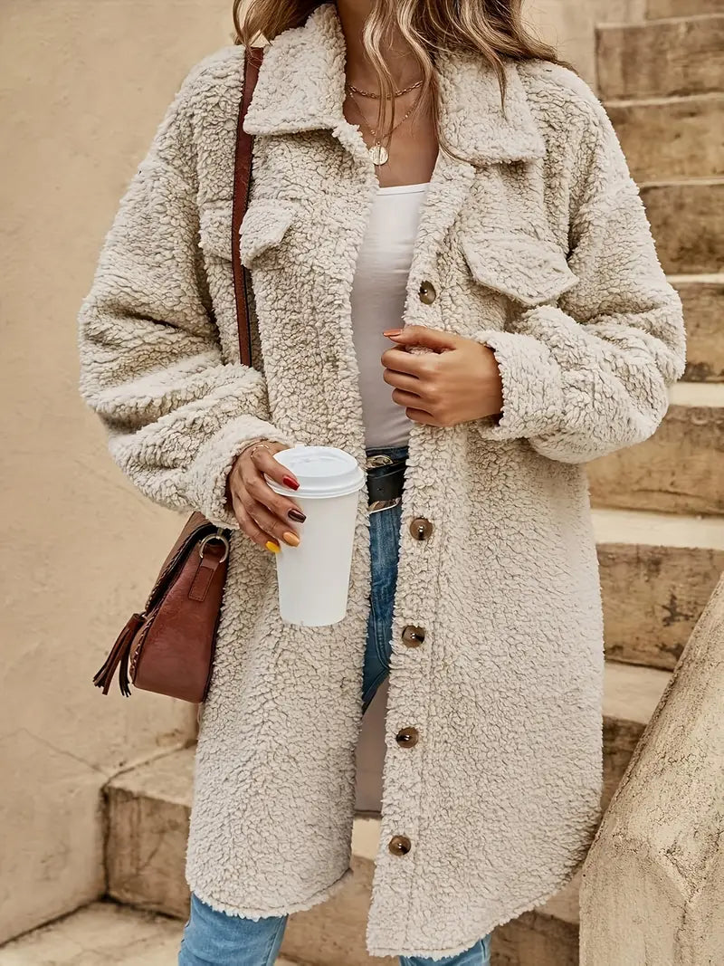 Damen-Plüschjacke, lässiger Stil, hochwertiger Stoff-2