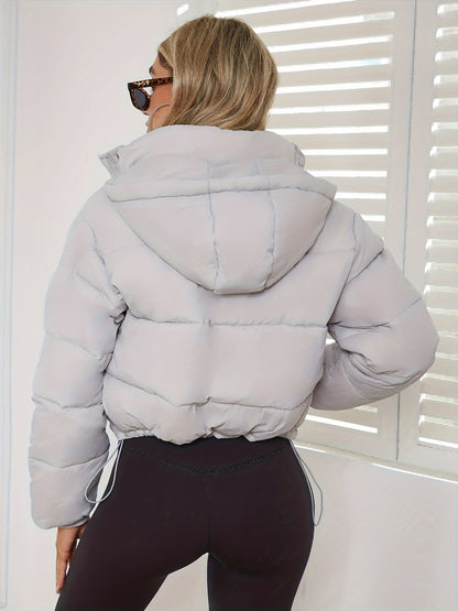 Damen-Winterjacke, kurz, monochrom, Polyester-5