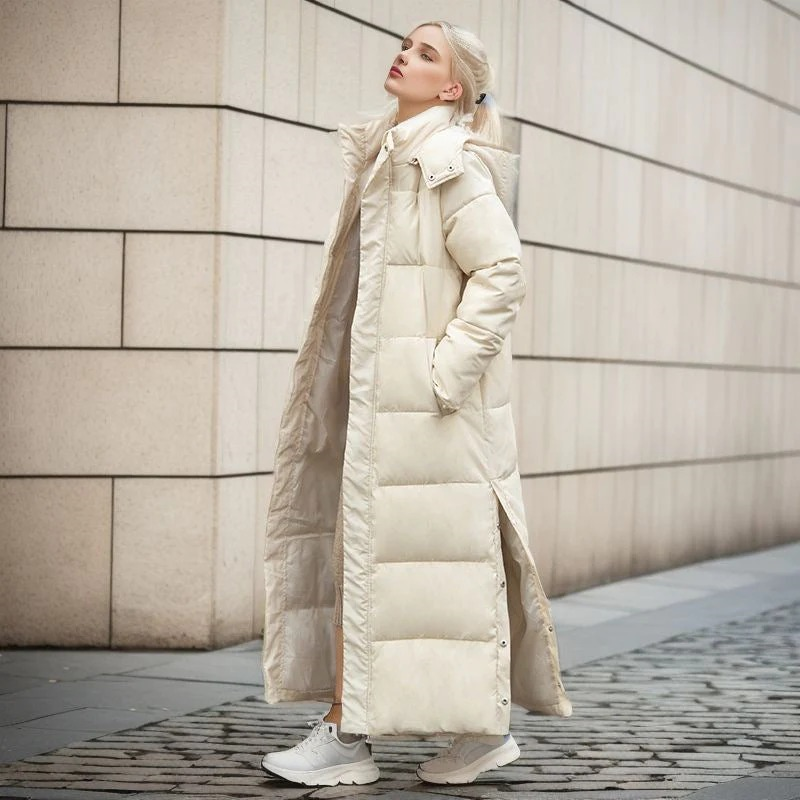 Langer Wintermantel Damen Baumwolle Elegantes Parka-4