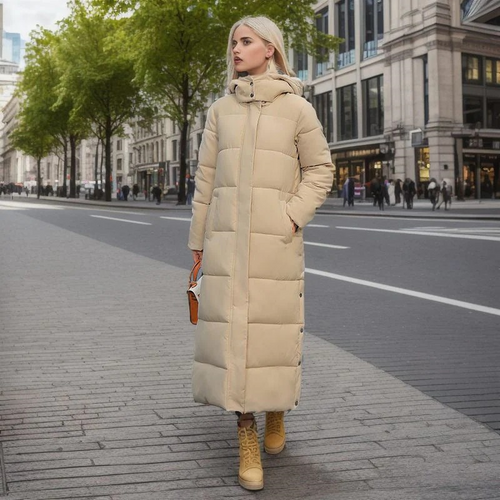 Langer Wintermantel Damen Baumwolle Elegantes Parka-1